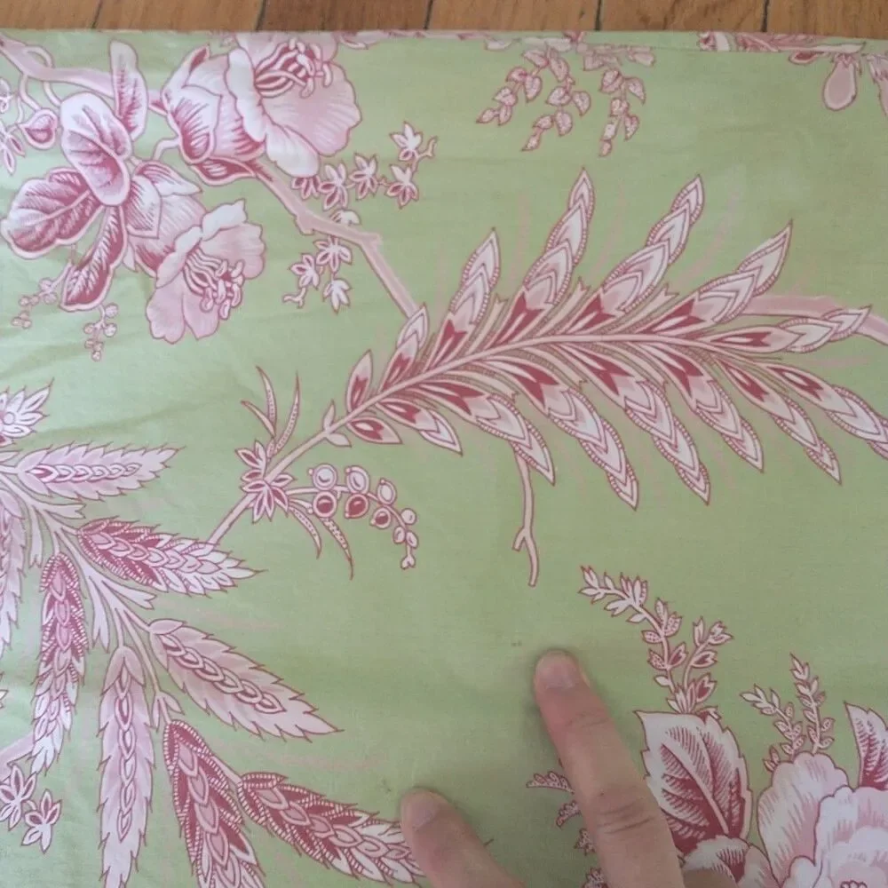 Pottery Barn Twin Duvet Cover Green Pink Floral Cotton Upcycle Crafters Diy